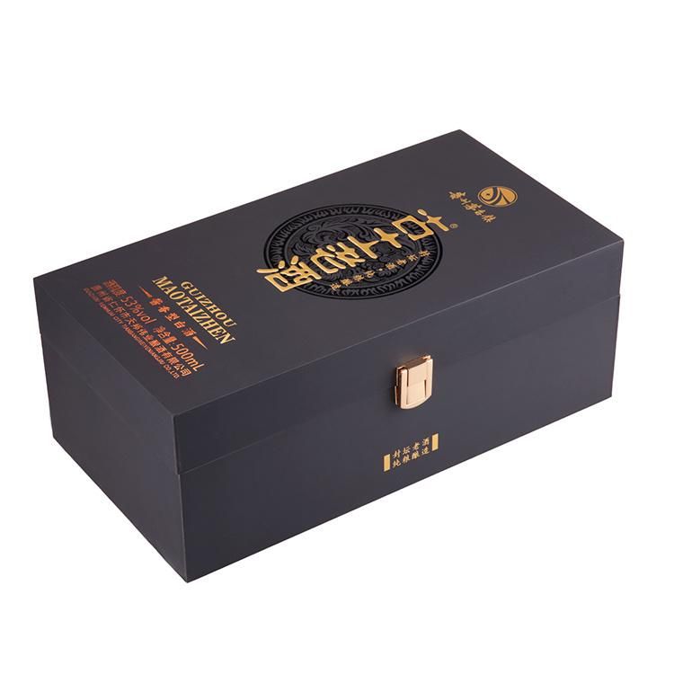 Firstsail High Quality Rigid Cardboard Magnetic Hot Stamping Champagne Whisky Red Wine Glass Gift Packaging Box