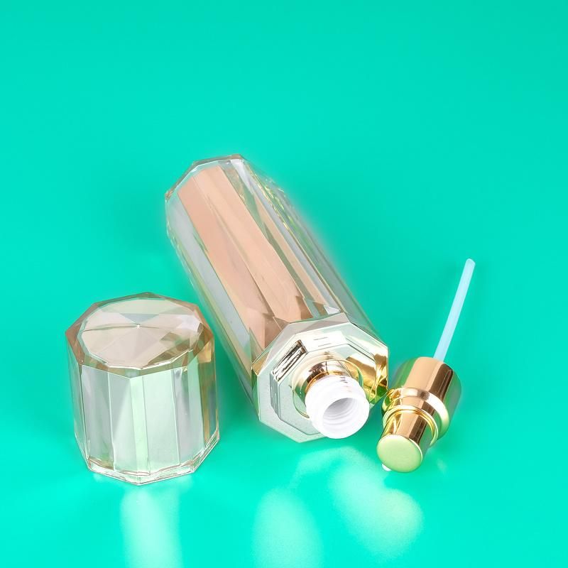 High-Grade 30ml 50ml 100ml Empty Plastic Diamond Shape Double Wall Shiny Luxury Cosmetic Lotion Bottle for Cosmetic Packaging