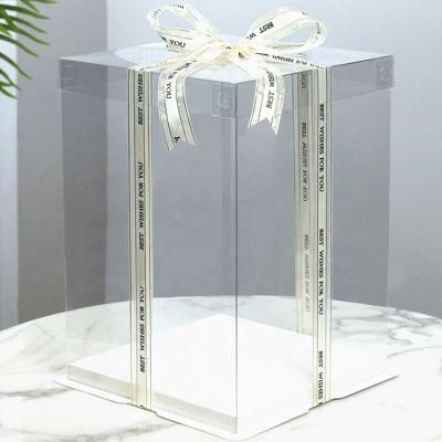 Tondo Pet Transparent Cake Box Birthday Wedding Christmas Party High Square Cake Packaging Box