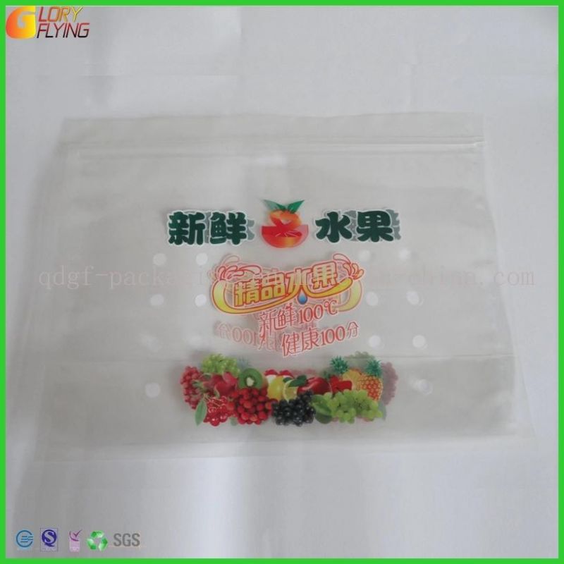 Stand up Fresh Fruits Plastic Food Packaging Bag/Zipper Bag with Perforation