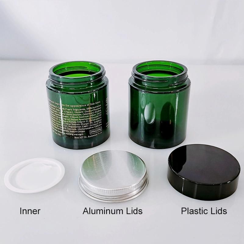 Unique Luxury 100g 100ml Straight Sided Green Candle Glass Jar for Candle Making Cosmetic Cream