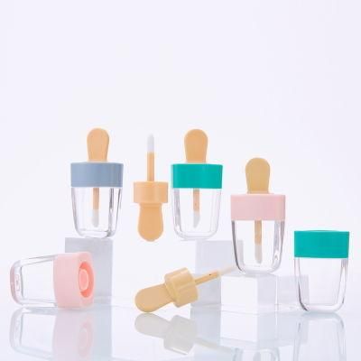 Custom 8ml Empty Luxury Clear Plastic Cute Cosmetic Packaging Balm Lip Gloss Containers Tube with Brush Wand