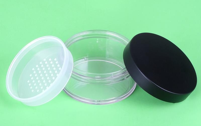 20g Factory Supply Elegant Clear Base Larger Size Black Round Loose Powder Case