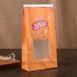 Logo Printing Brown Kraft Paper Bags with Window for Popcorn/Nut