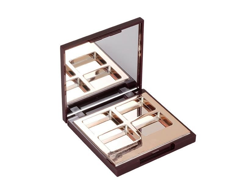 High-Grade 4 Hole Empty Makeup Cardboard Plastic Eye Shadow Palette Case with Brush for Packaging