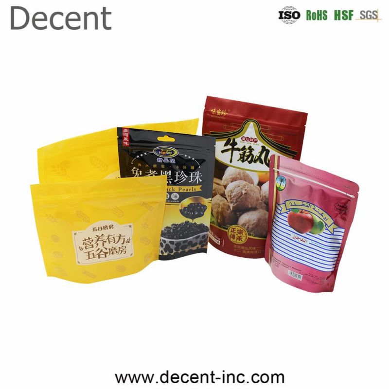 Plastic Sealable Coffee Gusset Kraft Paper Cereal Boil Snack Ounce Customized Stand up Pouches with Zipper for Food