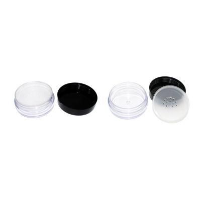 Empty Transparent Plastic Loose Powder Case with Sifter Clear Makeup Powder Container with Black Screw Cap