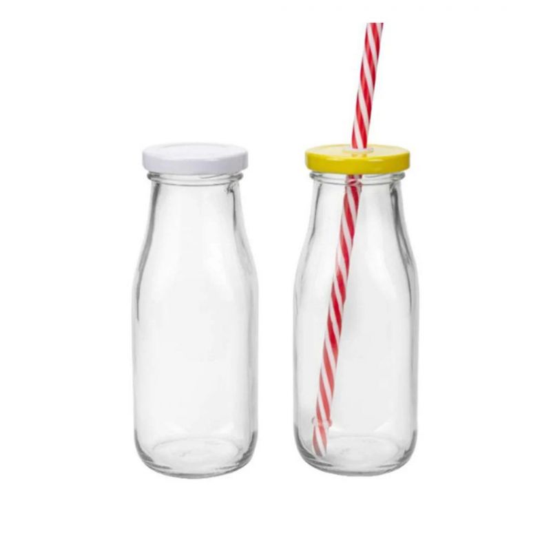 Glass Milk Bottle Bulk 330ml with Screw Lids