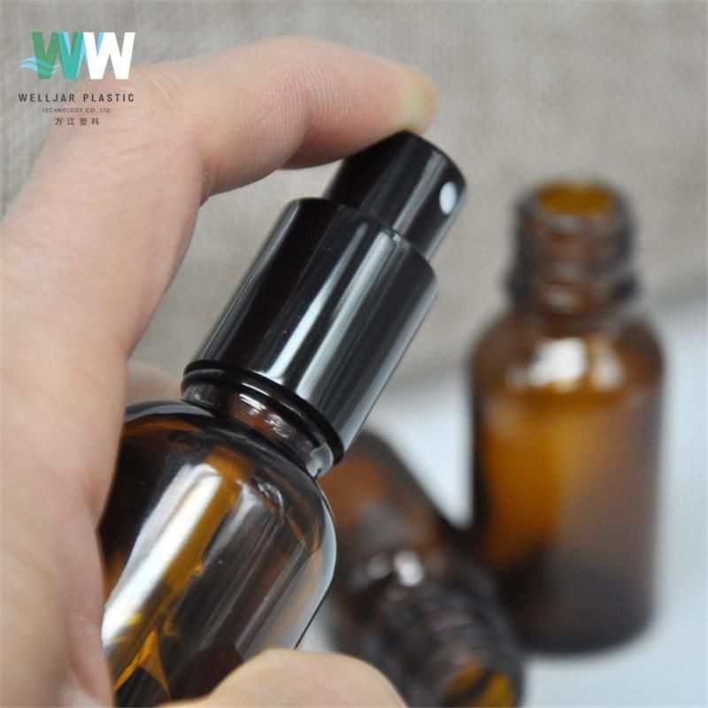 10ml Brown Glass Lotion Pump Bottle with Fine Mist Sprayer