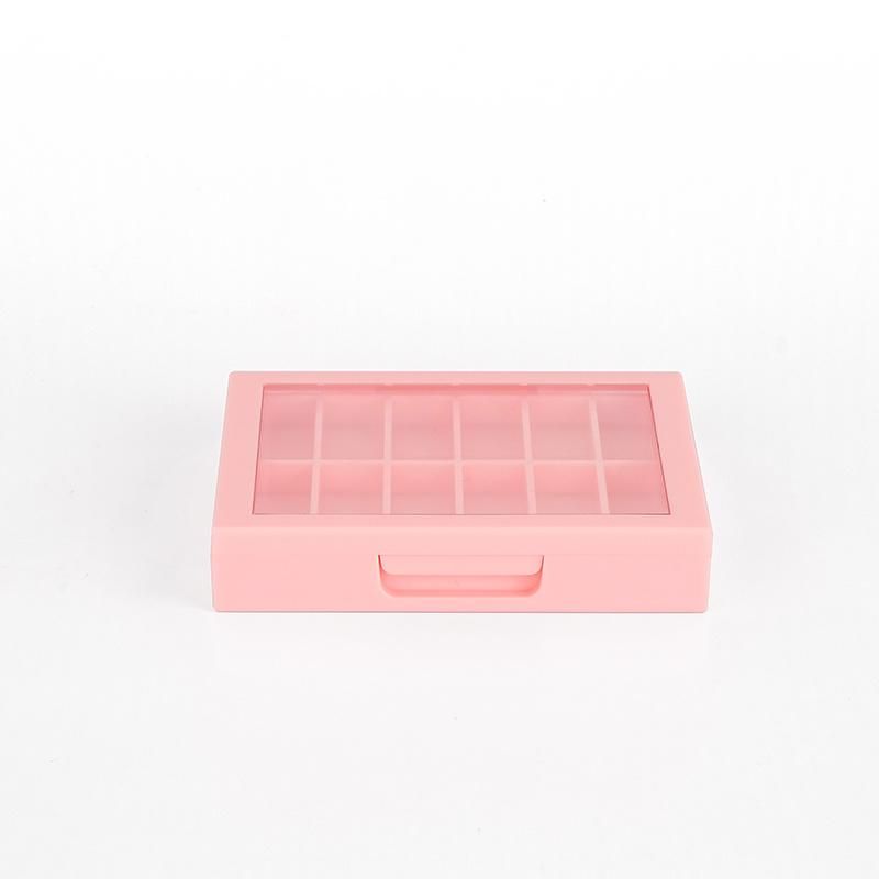 Custom Wholesale Cute Pink Color 12 Hole Eyeshadow Palette Eyeshadow Case for Custom Packaging