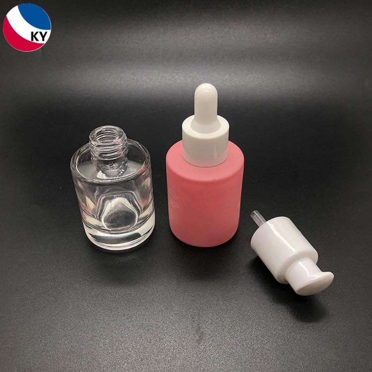 30ml Thick Bottom Matte Pink Color Glass Cosmetic Packaging