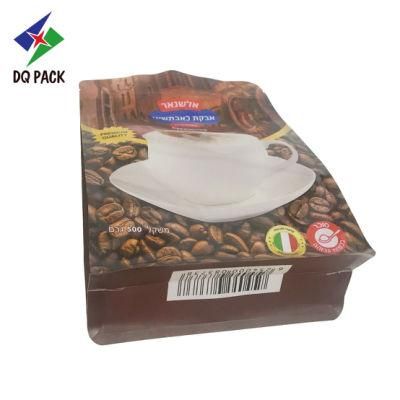 Dq Pack Custom Printed Mylar Bag Reusable Zipper Pouch Quad-Seal Flat Bottom Zipper Bag for Coffee Packaging