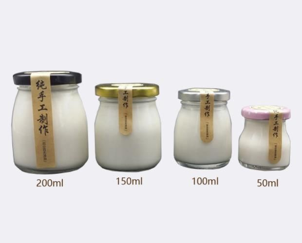 100ml 150ml 200ml Food Storage Jar Vertical Stripes Glass Jar for Pudding Yogurt