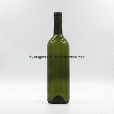 750ml Dark Green Empty Glass Wine Bottle with Cork