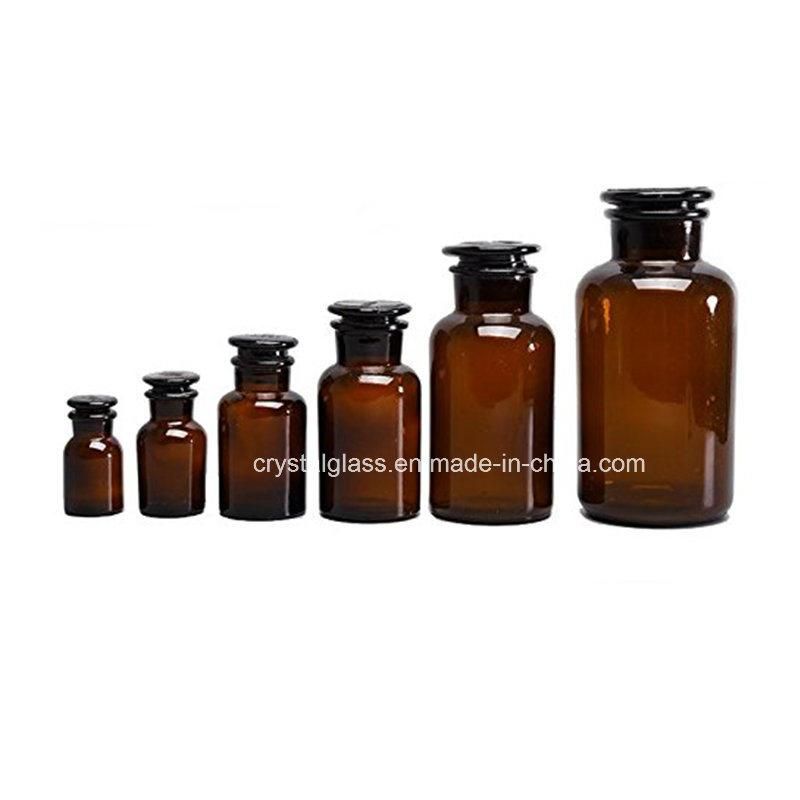 30ml 60ml 125ml 250ml 500ml 1000ml Wide Mouth Amber Reagent Glass Bottle