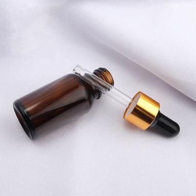 10ml 30ml 50ml 100ml Amber Color Glass Body Massage Oil Dropper Essential Oil Bottles with Gold Collar