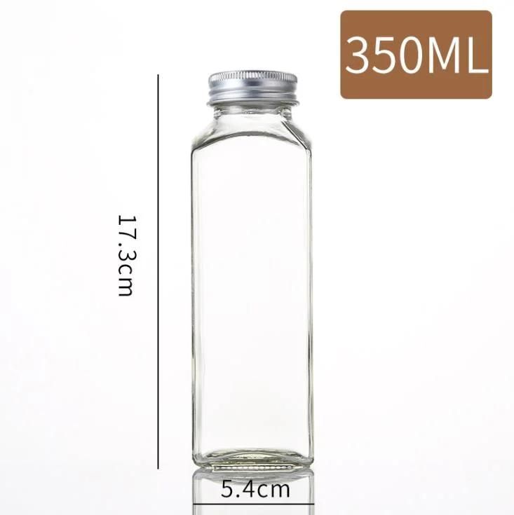 350ml French Square Milk Juice Glass Bottle