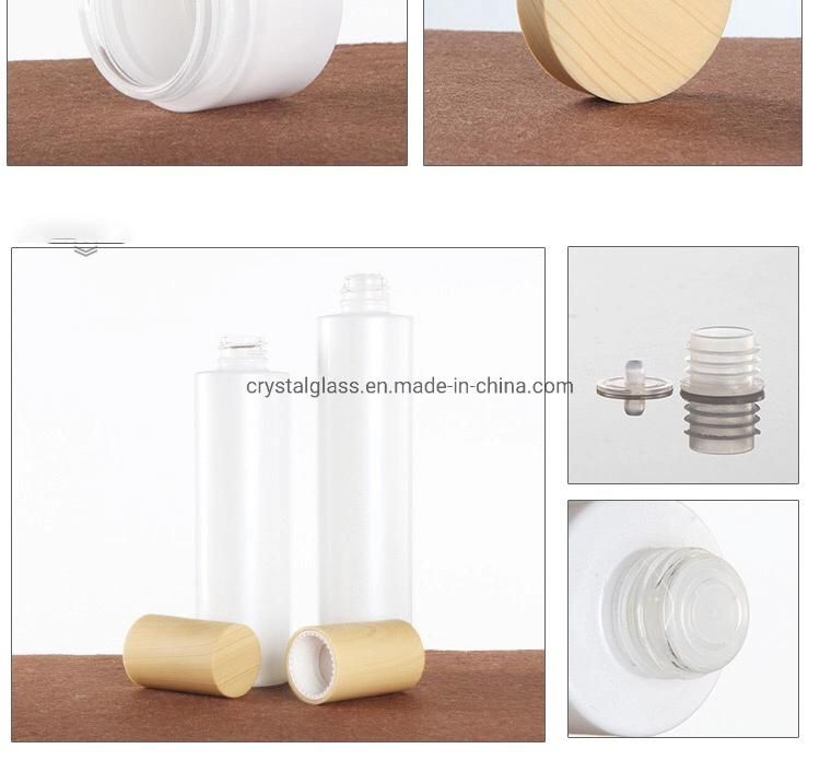 Pearl White Glass Cosmetic Bottle Set with Cream Jar and Lotion Bottle