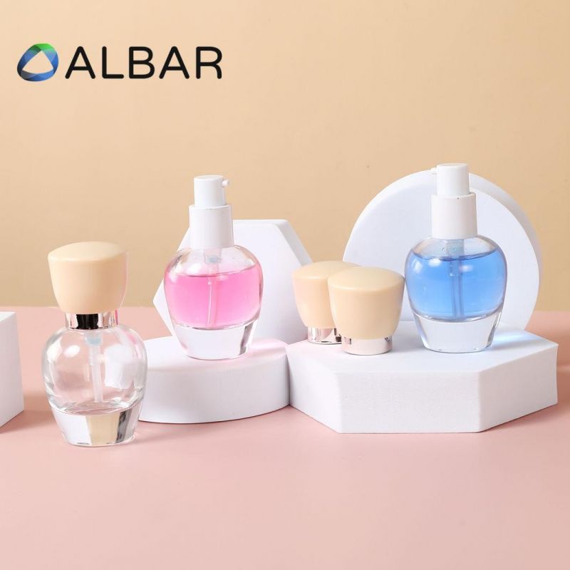 Clear or Frosted Glass Bottles for Serum Cheek Essential Oil Perfume with Press Pump