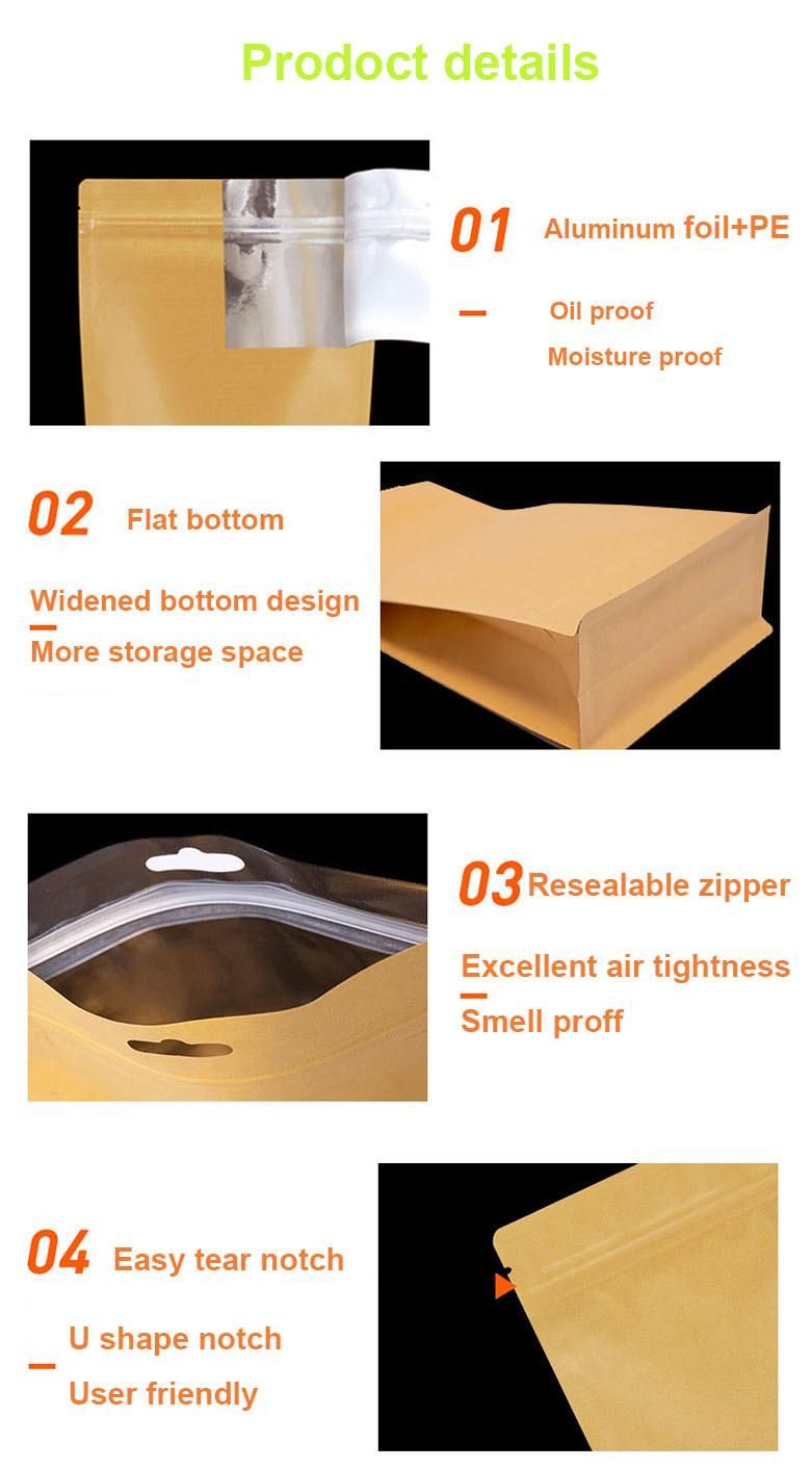 Brown Paper Bag Craft Paper Bag Ziplock Stand up Kraft Paper Bag