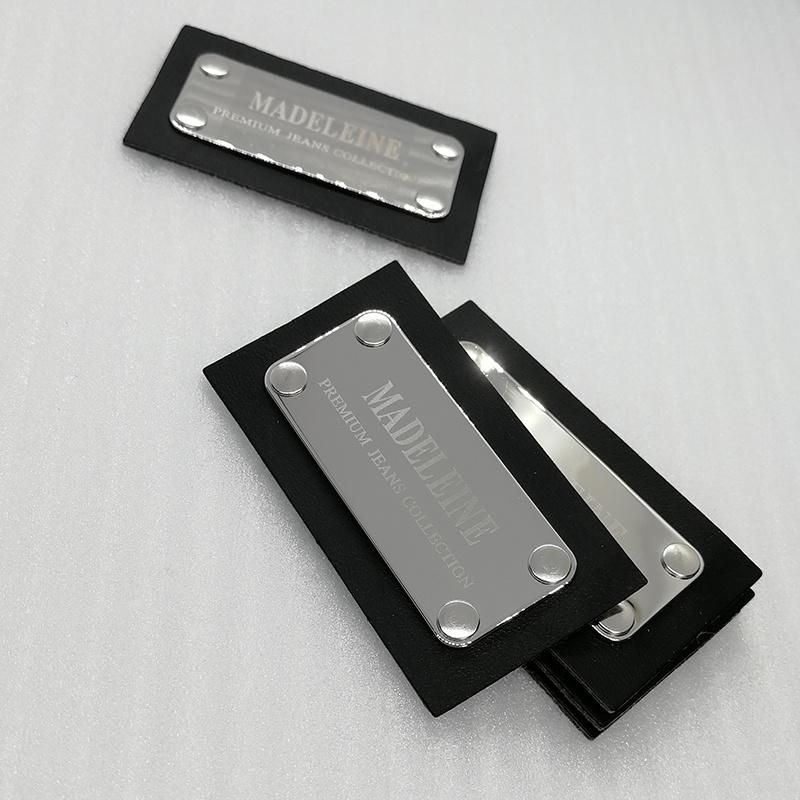 Knurling Metal Plate Metal Label Luggage Leather Tag