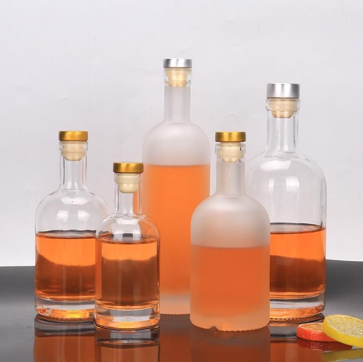 Wholesale Round Shape 200ml 500ml 750ml 1 Liter Vodka Glass Bottle