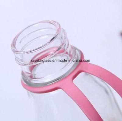 Wholesale Empty Clear Outdoor Sports Glass Water Bottle with Stainless Steel Cap 400ml