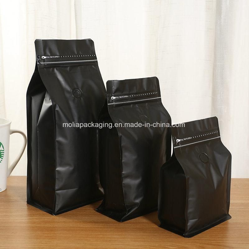 Black Matte Color Aluminum Foil Flat Bottom Stand up Black Pouch with Pocket Zipper Bags