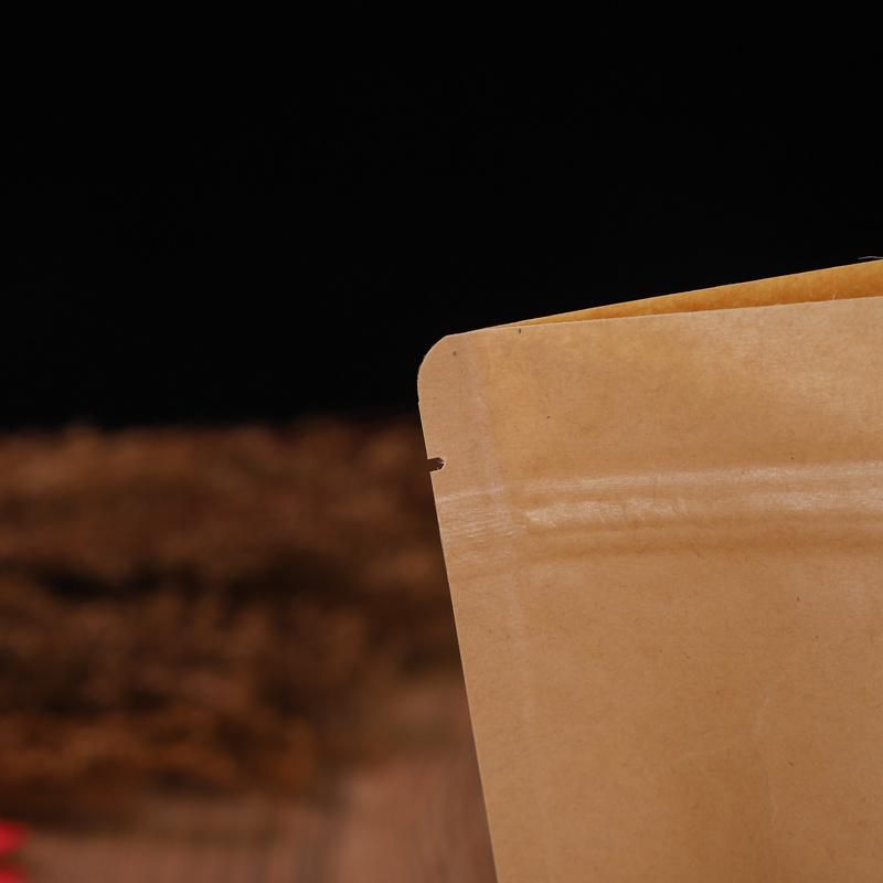 Food Packaging Kraft Paper Bag with See-Through Clear Window and Zipper