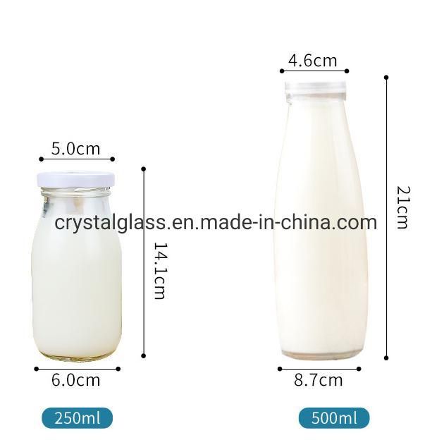 Milk Pudding Yoghurt Glass Packing Bottle with Plastic Lid 100ml 250ml 500ml