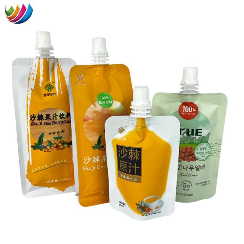 Flat Bottom Juice Packaging Bag Stand up Spout Package Pouch