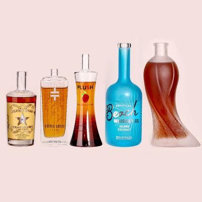 Empty 750ml 500ml Crystal Gin Rum Liquor Glass Bottle for Spirit