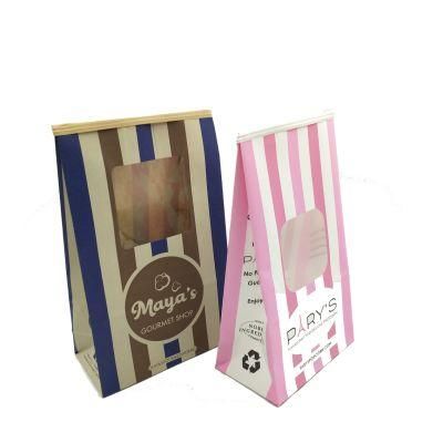 Food Packagingtin Tie Closure Brown Kraft Paper Bag with Window