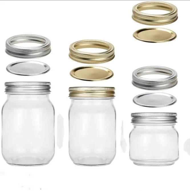 8oz 16oz 32oz Empty Clear Canning Ginger Honey Food Storage Glass Mason Jar with Lids for Canning