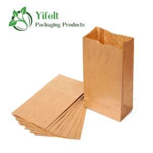 Disposable Recyclable Green Natural Kraft Paper Stock Bags Grocery Bread Bags for Bakery Cookies Treats Snacks Sandwiches