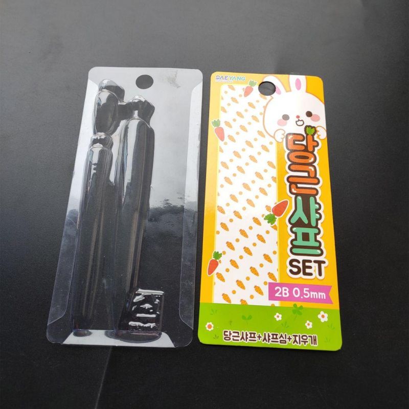 Custom Pencil Stationery Plastic Blister Card slide Packaging blister