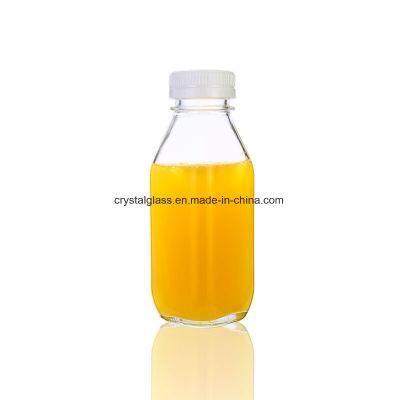 Empty 300ml Glass Juice Bottle for Water Square Milk Glass Bottle