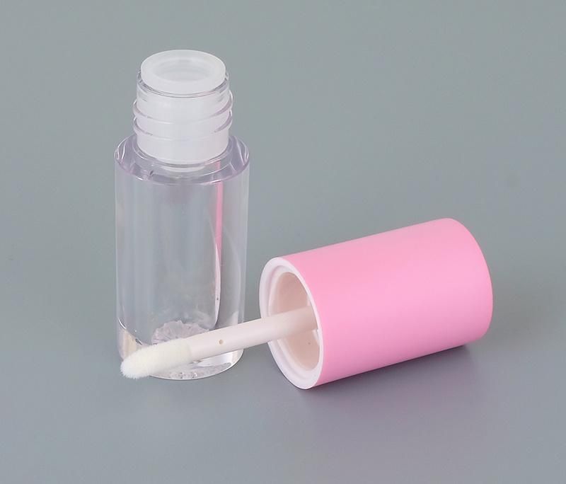 Portable 3ml Cute Pink Top Transparent Tubes Clear Plastic Lip Gloss Packaging Lip Gloss Tubes Pink Lip Gloss Tube with Pink Wands