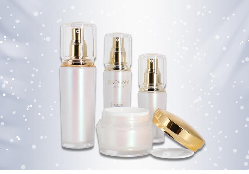 White Gold China Acrylic Bottle for Luxury Cosmetic Packaging