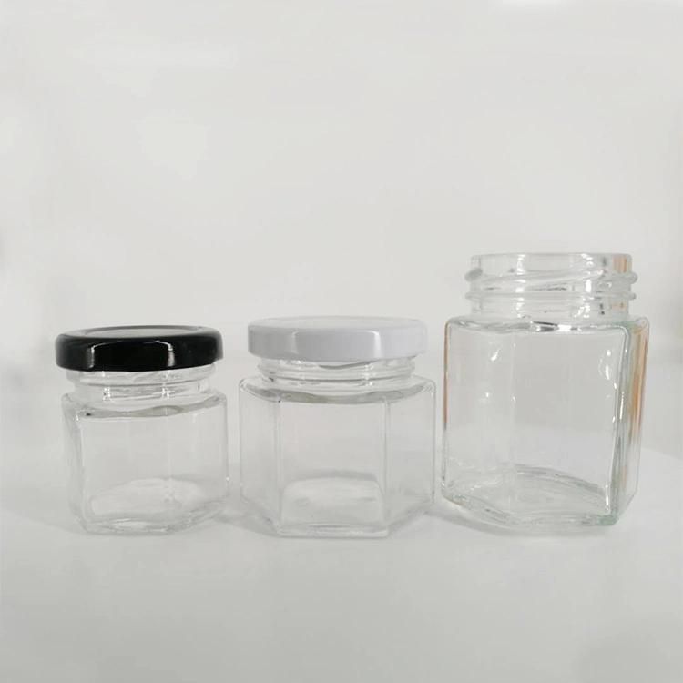 Hexagon Glass Jar 45ml 100ml 180ml 280ml Empty Food Storage Jam Honey Storage Glass Jar for Packaging