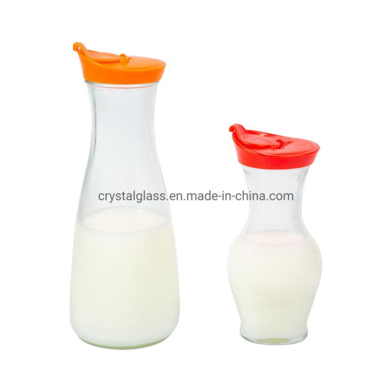 1 Liter Sealed Brazil Glass Cold Kettle Drink Fruit Juice Fresh Milk Bottle with Silicone Lid