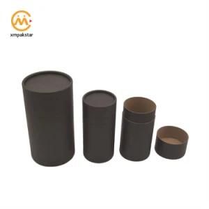 Biodegradable Cardboard Black Kraft Paper Coffee Packaging Cylinder Shape Gift Box with Lid