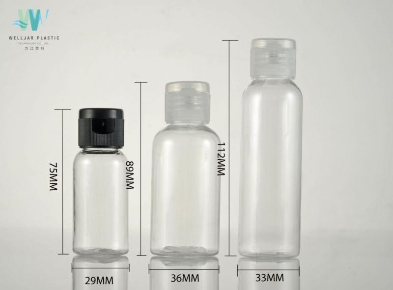 30ml Pet Round Transparent Bottle with Flip or Press Cap