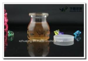 100ml Silk Screen Empty Glass Puding Milk Bottles with Plastic Cap