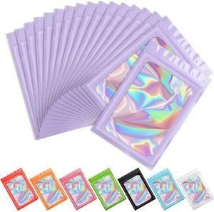 Empty Cosmetic Holographic Plastic Ziplock Seal Eyelash Packaging Bags with Custom Printed