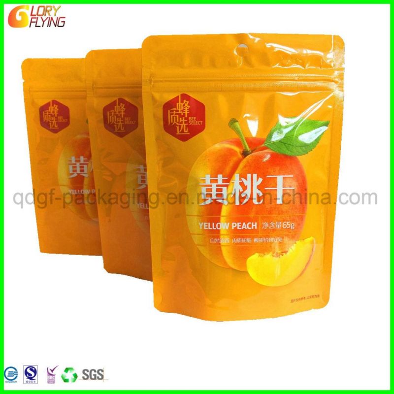 Standing Zipper Bag with Round Hole for Yellow Peach Packaging