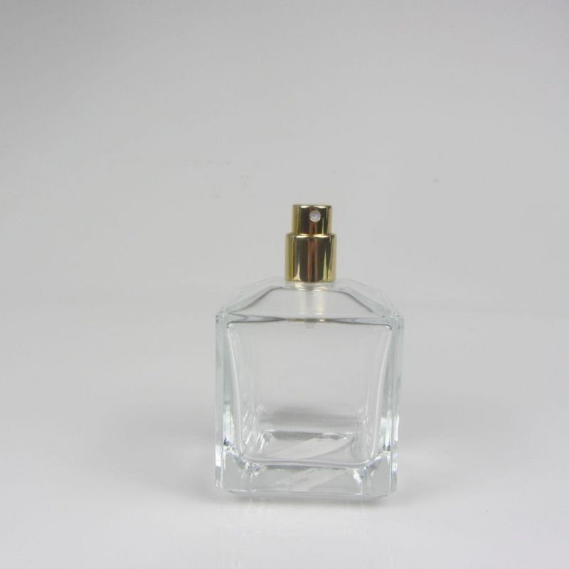 Square 100ml Transparent Empty Glass Perfume Spray Bottle