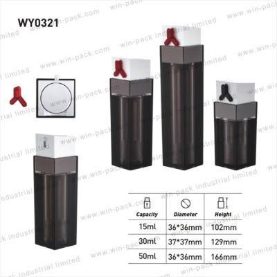 15/30/50ml Black Square Airless Acrylic Pump Bottle for Cosmetic Container