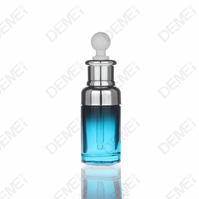 30ml Cosmetic Packaging Round Aluminum Shoulder Glass Dropper Bottles with 20mm Silver Aluminum Ruber Pipette Dropper Cap