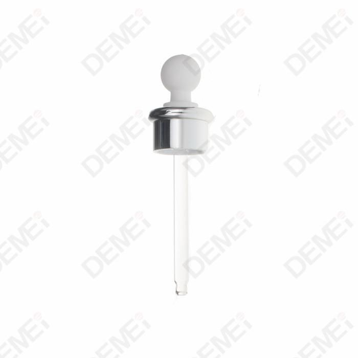 30ml Cosmetic Packaging Round Aluminum Shoulder Glass Dropper Bottles with 20mm Silver Aluminum Ruber Pipette Dropper Cap